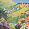 Vintage Vence travel poster by Roger Broders, 1930, featuring a colourful landscape with hills, a viaduct, village buildings, and blooming flowers in the foreground. Poster print available in A1 to A4 sizes.
