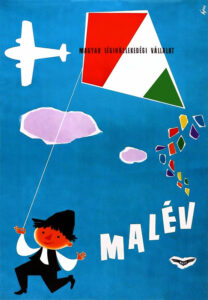 Vintage Travel Poster for Hungarian Airlines by Ápas c. 1960s