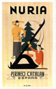 Nuria Pirineo Catalán España Vintage Travel Poster