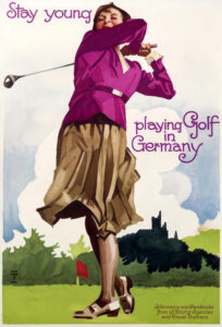 Vintage Travel Poster for Stay Young Playing Golf in Germany by Ludwig Hohlwein c. 1930s