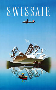 Vintage Travel Poster for Swissair by Herbert Leupin 1949