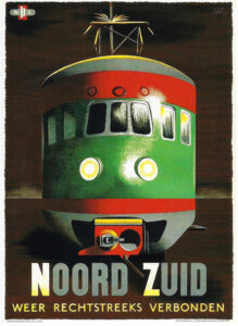 Vintage Travel Poster for Noord-Zuid verbonden by Fedde Weidema