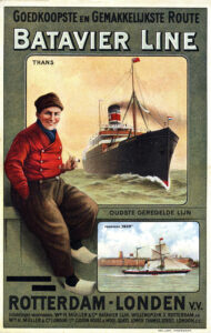 Vintage Travel Poster for Batavier Line Rotterdam-Londen
