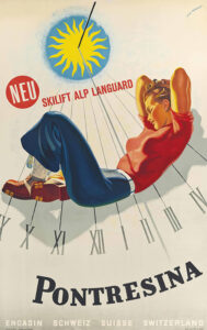 Vintage Travel Poster for Pontresina by Martin Peikert 1943