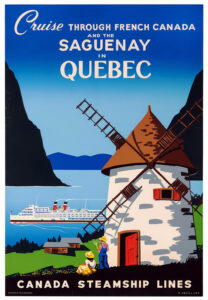 Vintage Travel Poster for Cruise Through French Canada by Roger Couillard c. 1950
