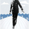 A man in a captains uniform walks on a boat deck with clouds and waves in the background. Text at the bottom reads Steamboat Bill Jr, featuring Buster Keaton from the iconic 1928 film. Movie poster print available in A1 to A4 sizes.