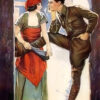 A soldier leans against a doorway, smiling at a woman in a red dress and headscarf. The 1925 film title The Big Parade appears at the top in colourful text. Movie poster print available in A1 to A4 sizes.
