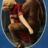 A man kneels while holding a fainting woman in his arms. The text below reads: The Four Horsemen of the Apocalypse, highlighting a dramatic scene from the 1921 film. Movie poster print available in A1 to A4 sizes.