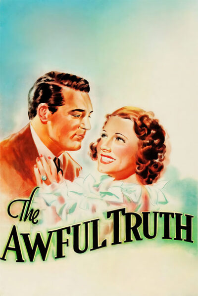A vintage 1937 movie poster featuring a man and woman smiling at each other, with the title “The Awful Truth” in large text at the bottom. Movie poster print available in A1 to A4 sizes.