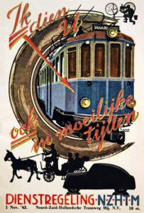 Vintage Travel Poster for Dienstregeling NZHTM 1942