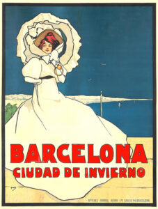 Vintage Travel Poster for Barcelona Ciudad de invierno by Henri Thiriet 1911