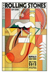 The Rolling Stones – Zip Code – Buffalo New York 2015 Concert Poster