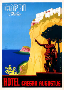 Vintage Travel Poster for Hotel Caesar Augustus by Reinhart Wettach c. 1940s