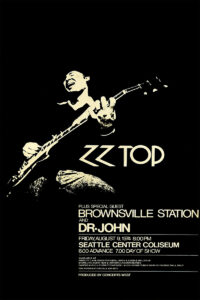 ZZ Top with Brownsville Station & Dr. John – Seattle 1974 Concert Poster