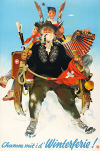 Vintage Travel Poster for Chumm mit i d’Winterferie! by Herbert Leupin