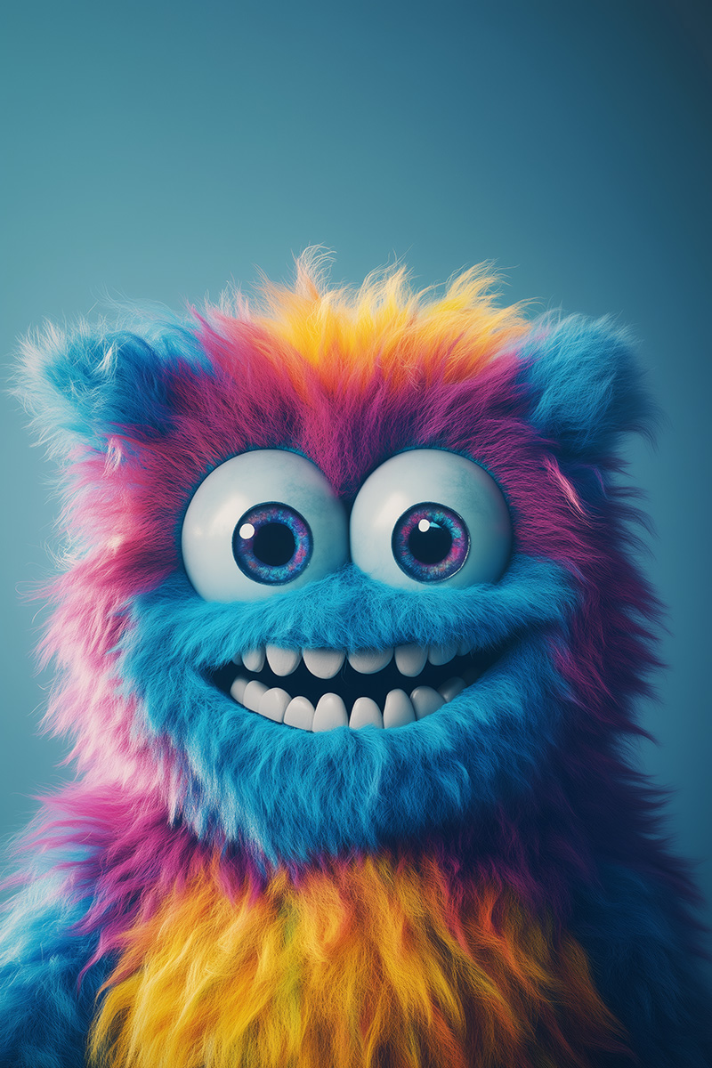 Colourful Furry Monster Customizable Poster 1
